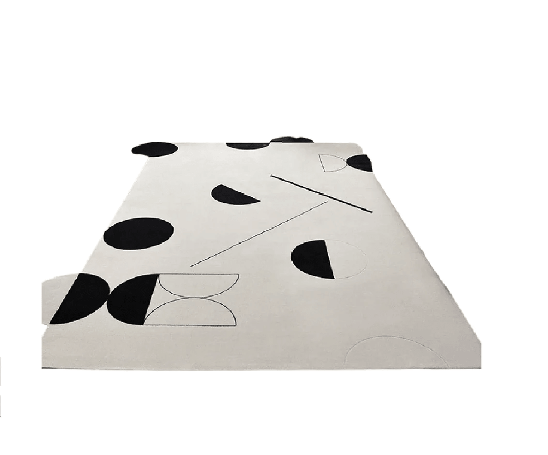 Ula Black/White Geometric Carpet - HomeCozify