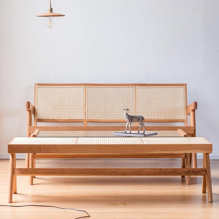 Uros Rattan Bench & Ottoman - HomeCozify