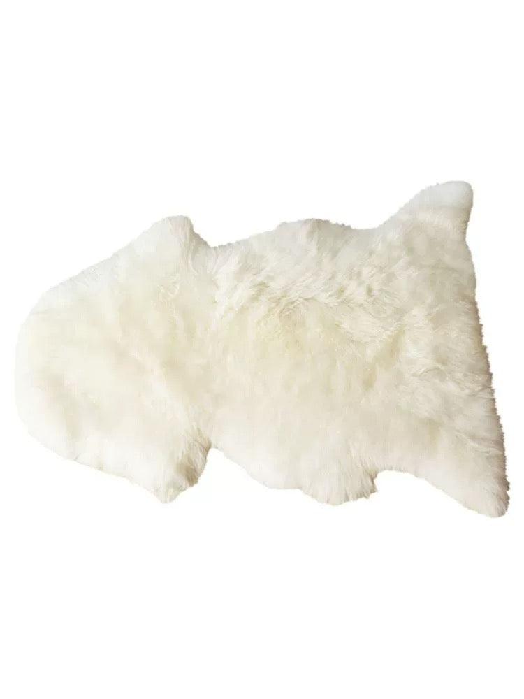 White Area Wool High Pile Rug - HomeCozify