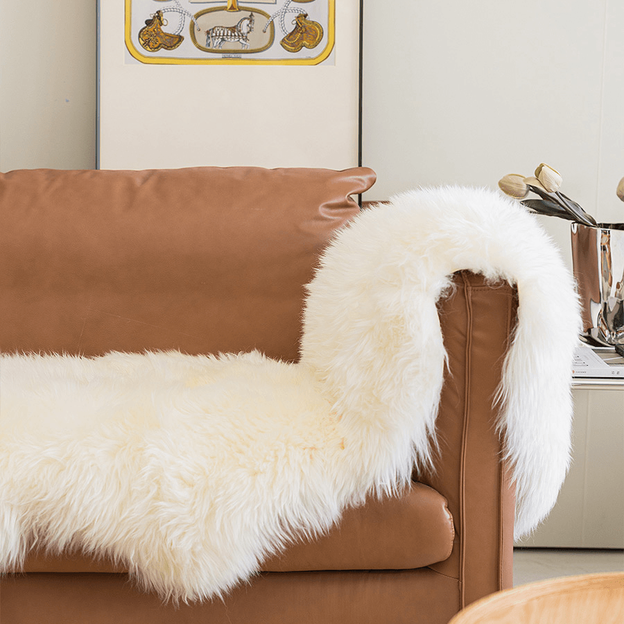 White Area Wool High Pile Rug - HomeCozify